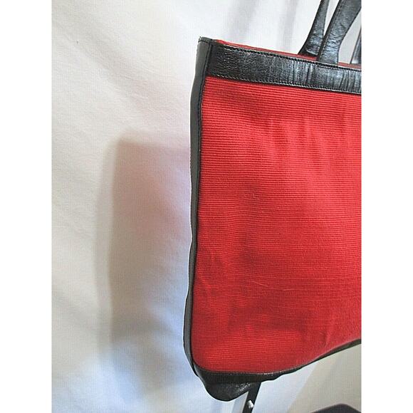 EUC! Kuskaya Peru Large Red & Black Fabric & Leather Shoulder Tote Handbag - Picture 4 of 11